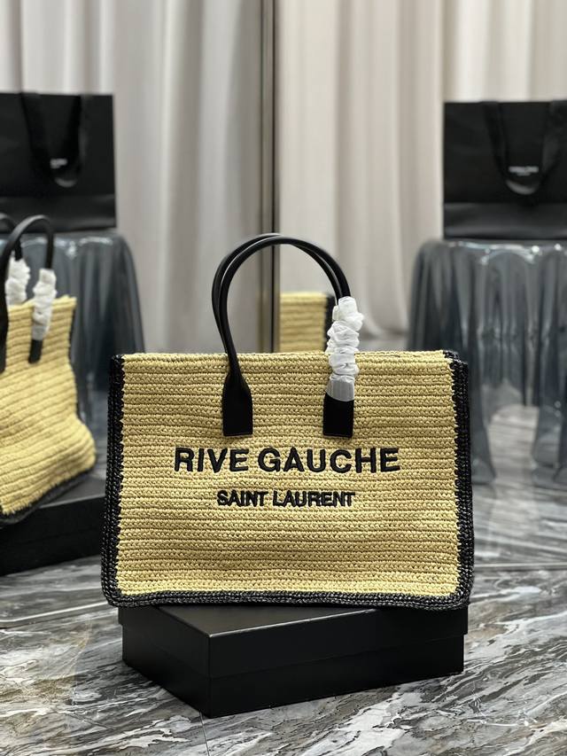 Summer Limited Raffia Woven Model _Rive Gauche Tote Bag, Left Bank Shopping Bag,
