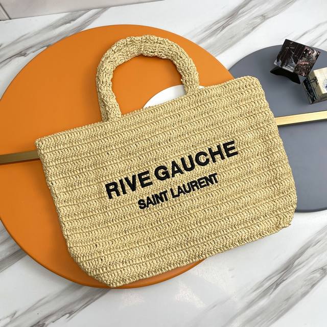 Apricot Rive Gauche Raffia Woven Tote! Full Of Artistic Atmosphere~ The Raffia W