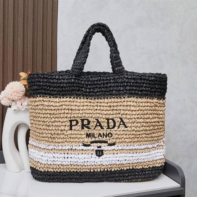 Prad*New Hollow Straw Tote! Raffia~ Full Of Artistic Atmosphere~ Raffia Weaving