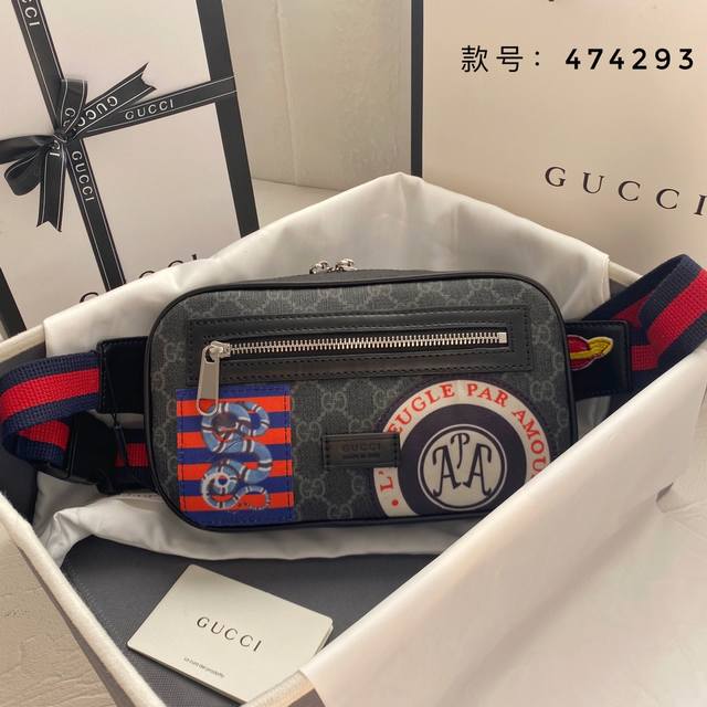 Real Shot# Model Number: 474293 Size: 24*14*5.5 Gucci Men's Waist Bag, Heavy Gol