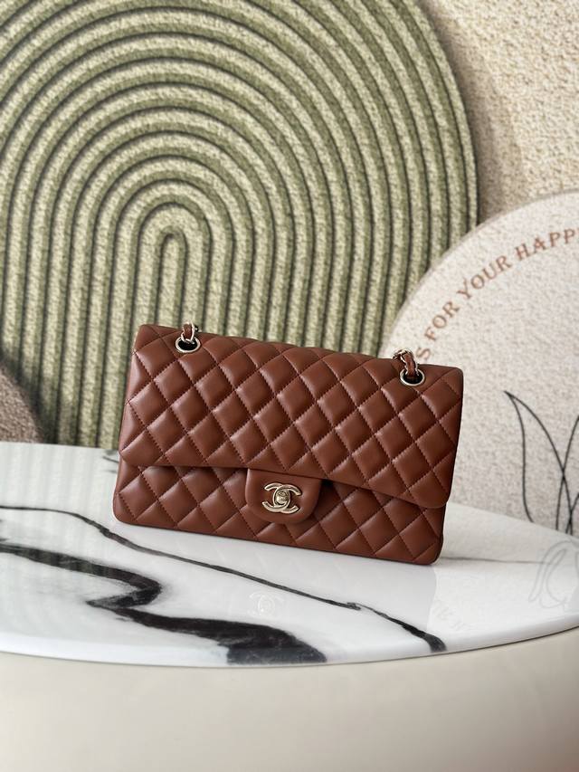 Original Leather New Yellow-Brown Classic Cf Flap Bag Top Craftsmanship Imported