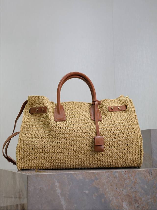 Genuine Sac De Jour_ Raffia Woven Craft Accordion Bag Full Of Artistic Atmospher