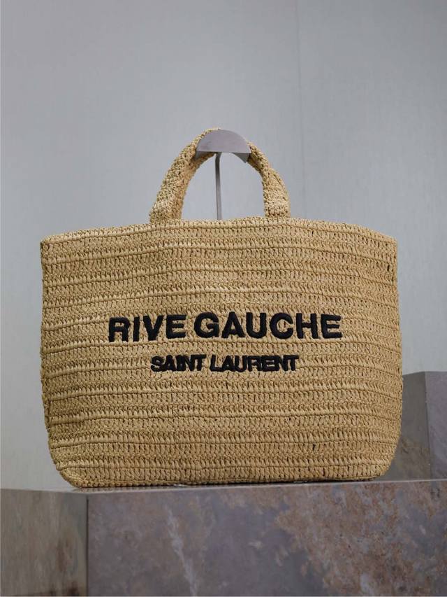 Genuine Apricot Rive Gauche Raffia Tote! Full Of Artistic Atmosphere ~ Raffia Is
