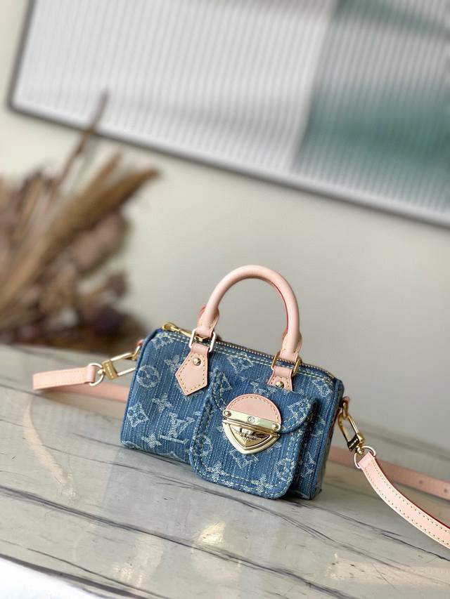 Top Original M8 Blue Denim Pillow Bag Speedy Series Nano Speedy Handbag This Nan