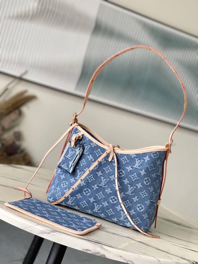 Top Original Single M46854 Blue Small Denim Carryall Small Handbag Made Of Monog