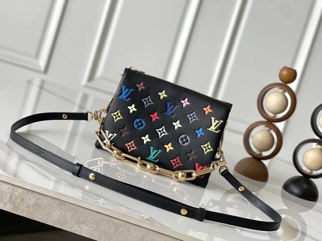 Top-Grade Original Sheepskin M13232 Black Color Lv X Tm Coussin Bb Handbag Trico