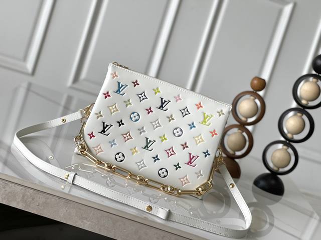 Top-Grade Original Sheepskin M13233 White This Small Coussin Handbag Is From The