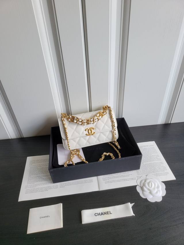 New 22K Fine Ball Cowhide Woc Double C Mobile Phone Bag Handbag Crossbody Bag 30