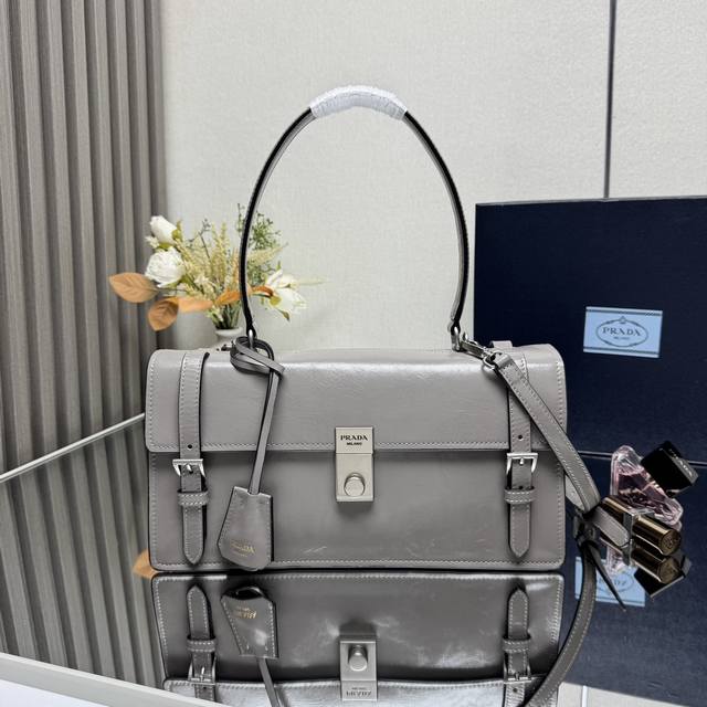 Top Original 25Ss Spring And Summer New Purple-Gray Pen Holder Bag 1Bn026 Small