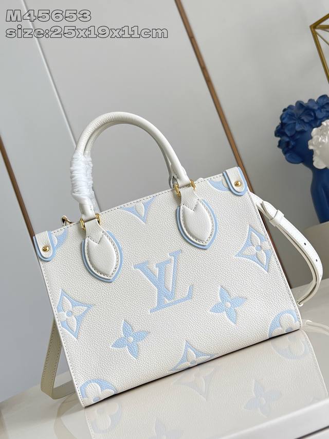 Factory Price P Top Original M45653 White Blue Silkscreen Onthego Small Handbag