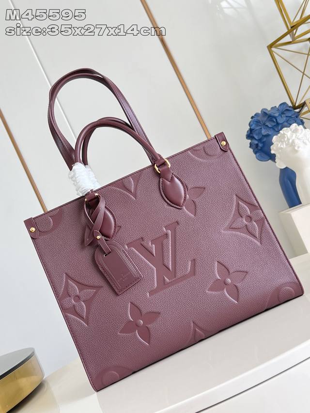 Factory Price P Top Original M45595 Burgundy Embossed This Onthego Medium Handba