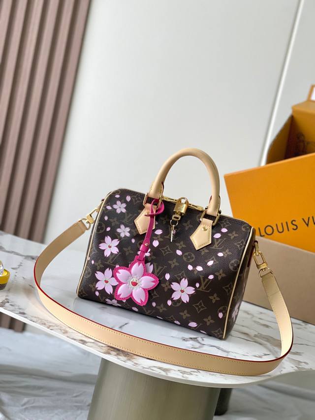 Special Grade Mb Original Leather This Speedy Bandouli Re 25 Handbag Model: M141