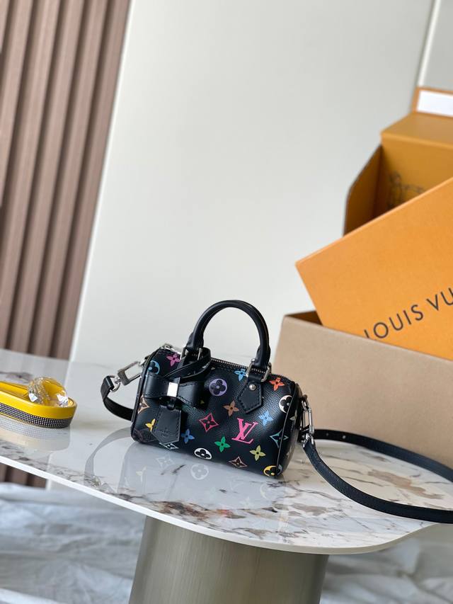 Special Grade Mb Original Leather This Nano Speedy Handbag Model: M13406 Black C