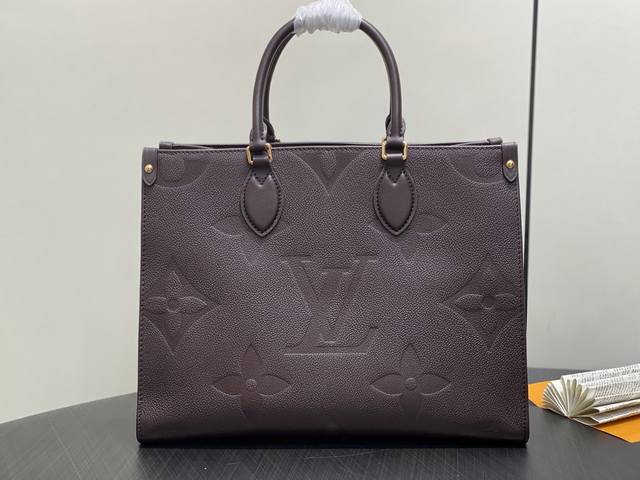Original Boutique M45595 Chocolate Full Leather Embossed Square Bag Mommy Bag On