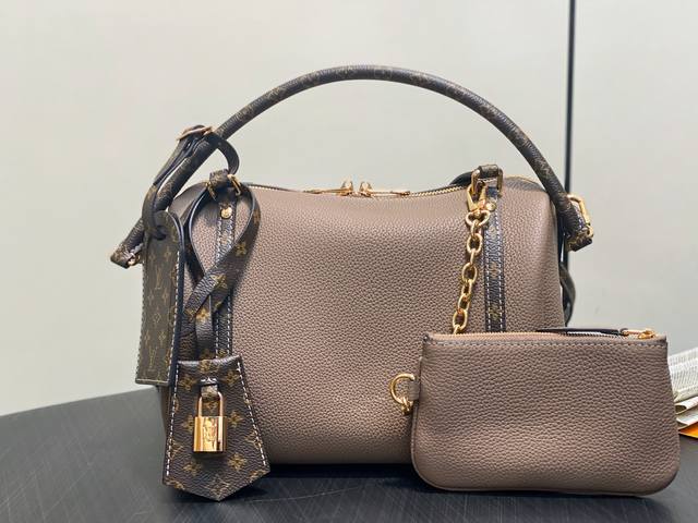 Original Boutique M13667 Elephant Gray Full Leather Speedy Pillow Bag Speedy Ban
