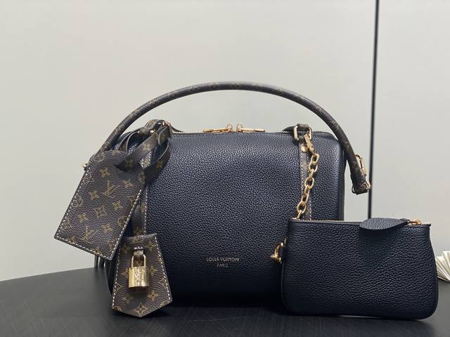 Original Boutique M13667 Black Full Leather Speedy Pillow Bag Speedy Bandouli Re