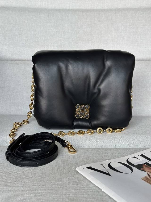 Original Leather 2025 Shiny Lambskin Puffer Goya Handbag. Bringing A New Sensory