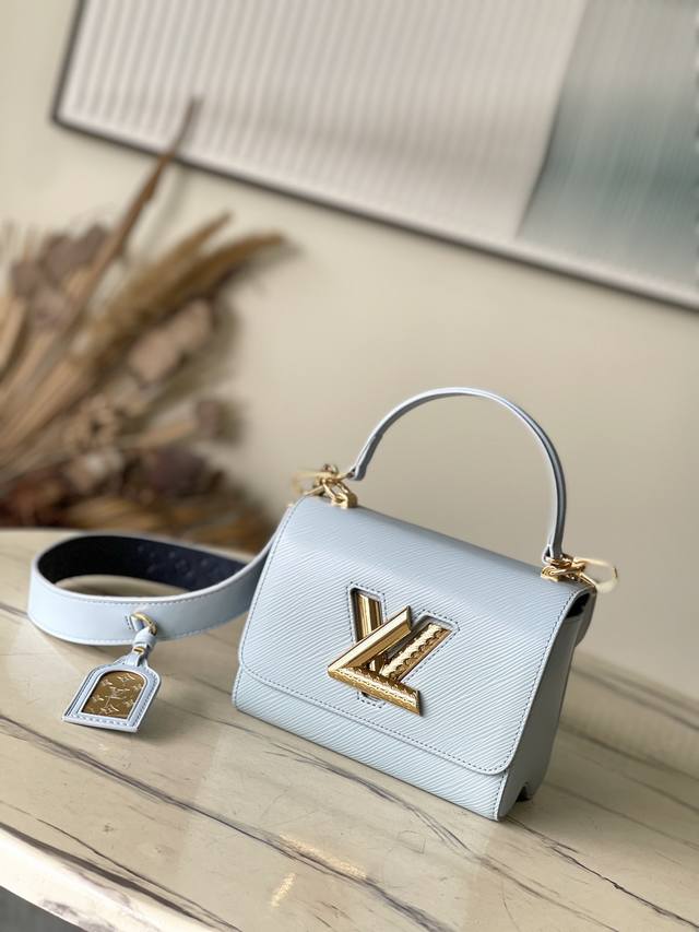 Top Layer Leather, Original M25362, Sky Blue This Small Twist Bag Is Made Of Epi