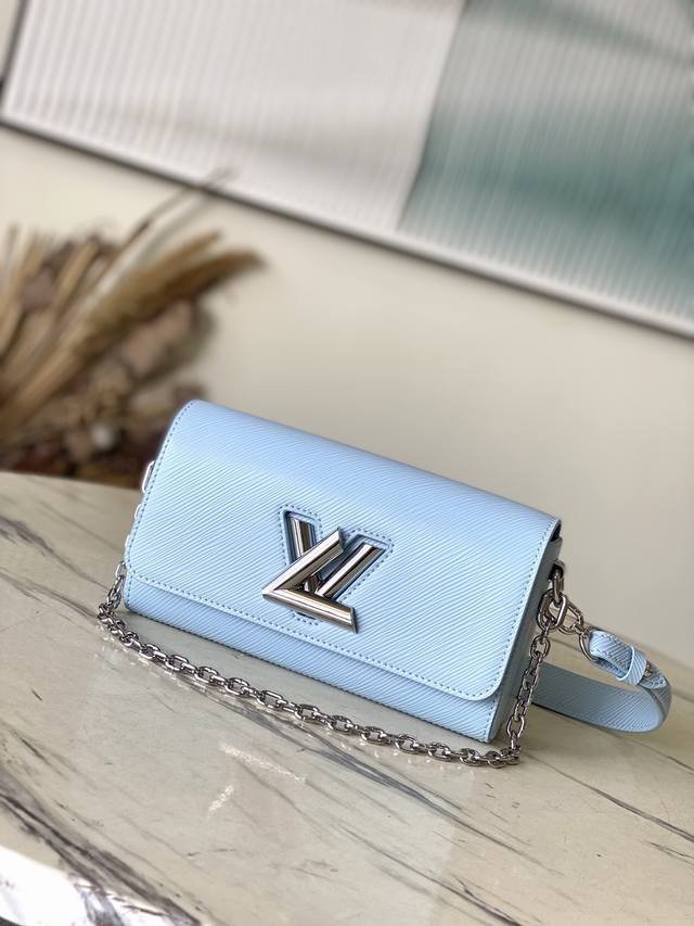 Top Layer Leather Original M24566 Blue This Twist West Bag Has A Slender Shape,