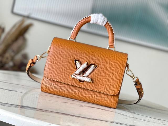 Top Layer Leather Top Original M22229 Brown Woven This Twist Medium Handbag Is M
