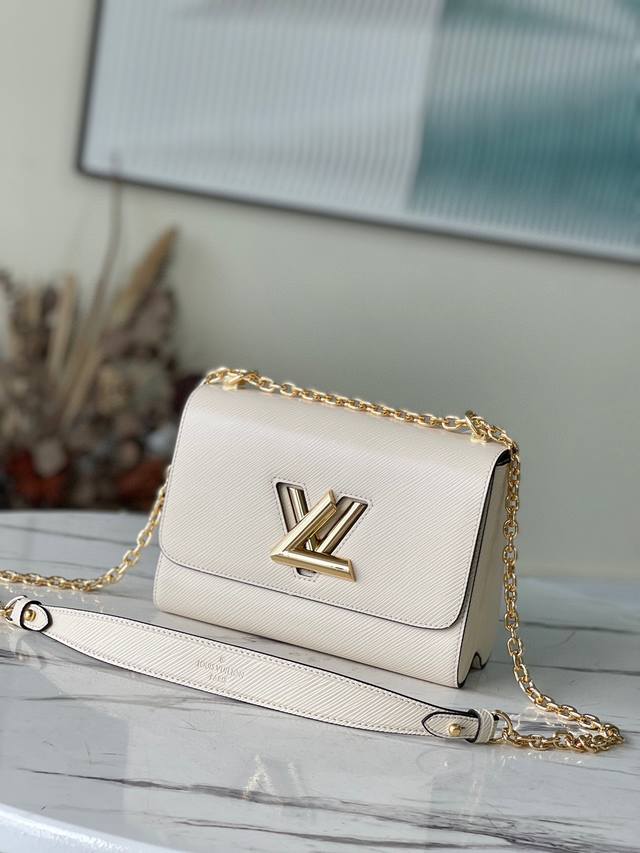 Top-Grade Leather Original M59761 The Off-White Twist Chain Bag First Announced