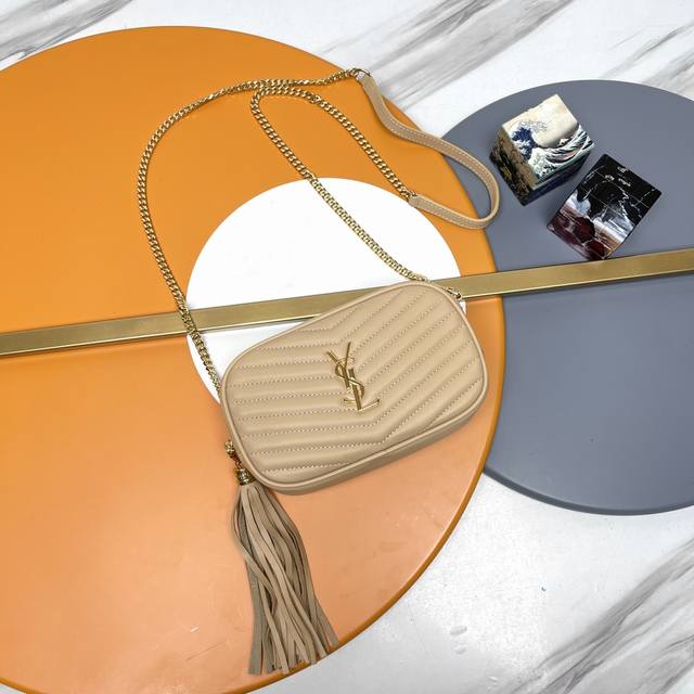 Apricot Gold Buckle + Plain Lou Mini Bag Top Imported Cowhide Camera Bag, Purcha