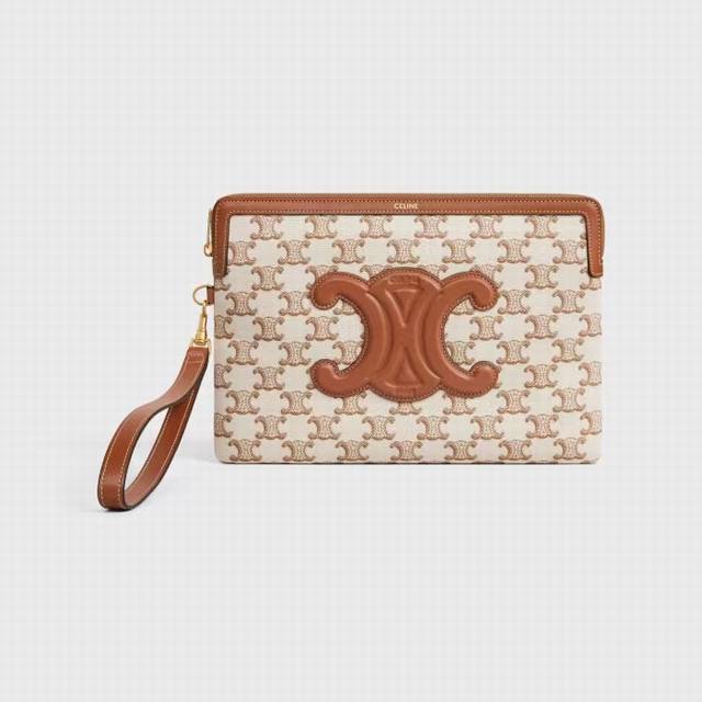 Extra-Grade Pure Steel Hardware Original Leather Triomphe Iconic Print Clutch Sm