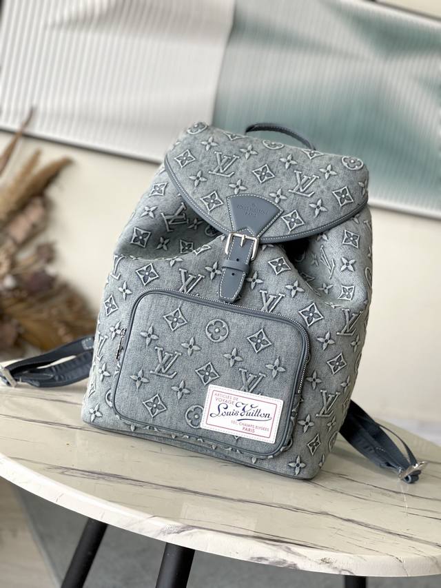 Top Original M22534 Chip Version Denim Latest Montsouris Faded Denim Backpack, F