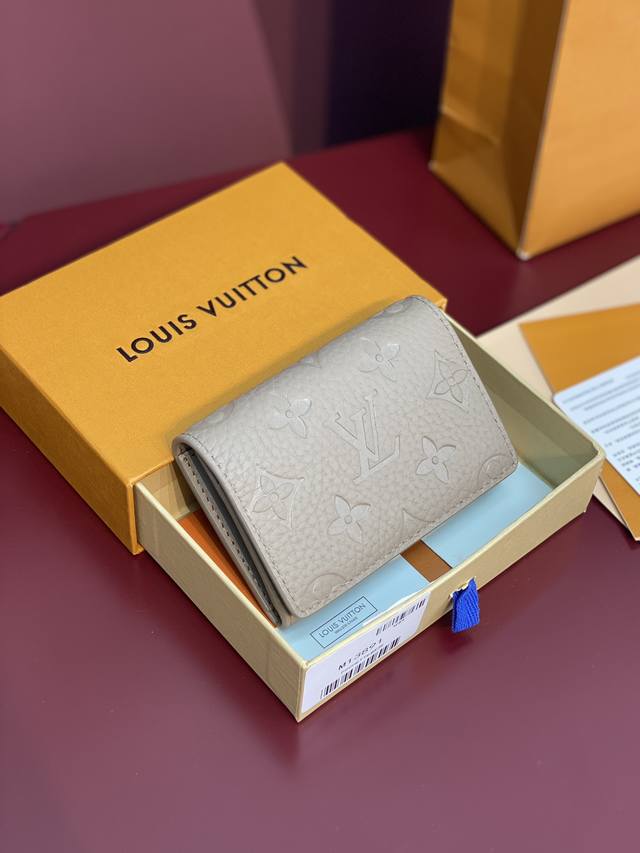 M13891 New Grey! This Envelope Business Card Holder Is Made Of Grained Monogram