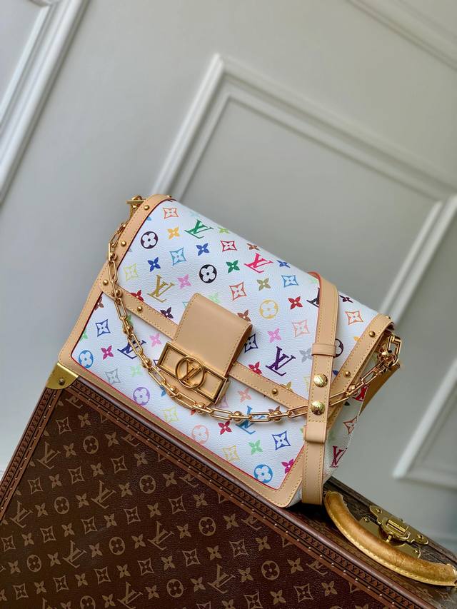 M13255 White This Dauphine Soft Large Handbag Is Made Of Soft Coated Canvas, Wit