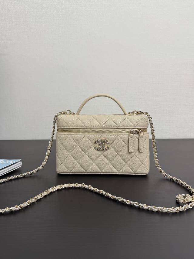 Original Leather Spot 25C Lp Box Bag Light Gold Diamond Heart Buckle, Litchi Lea