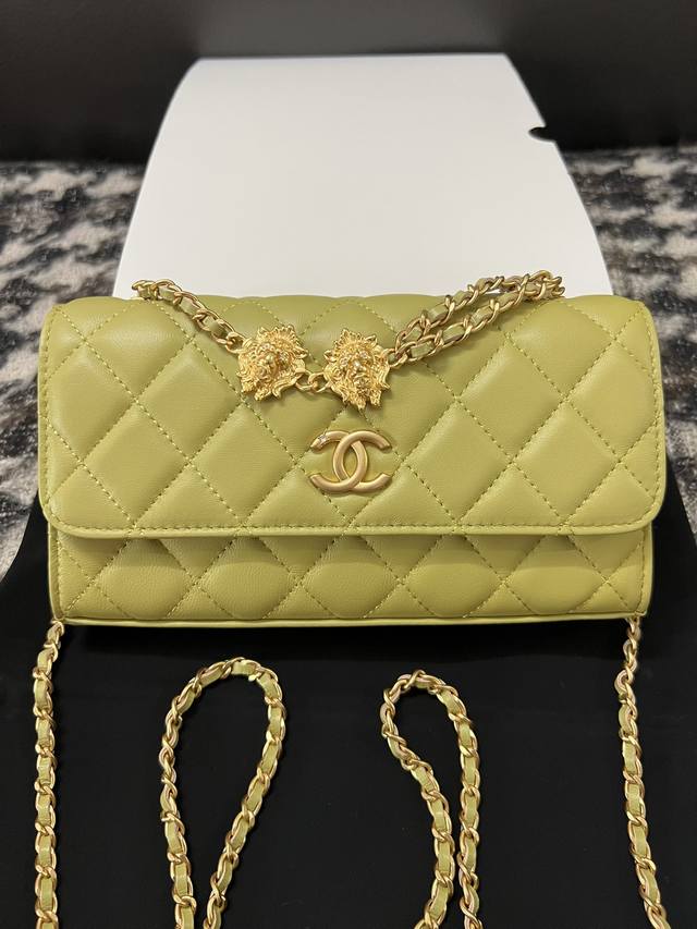 Chanel 23A Handicraft Chain Crossbody Bag Logo And Lion Eyes Have Diamonds The S