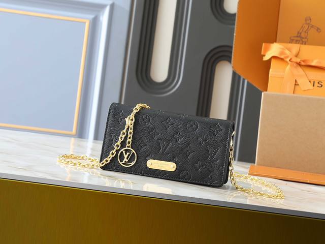 Upgraded Original M83233 Wallet On Chain Metis Made Of Grained Monogram Empreint