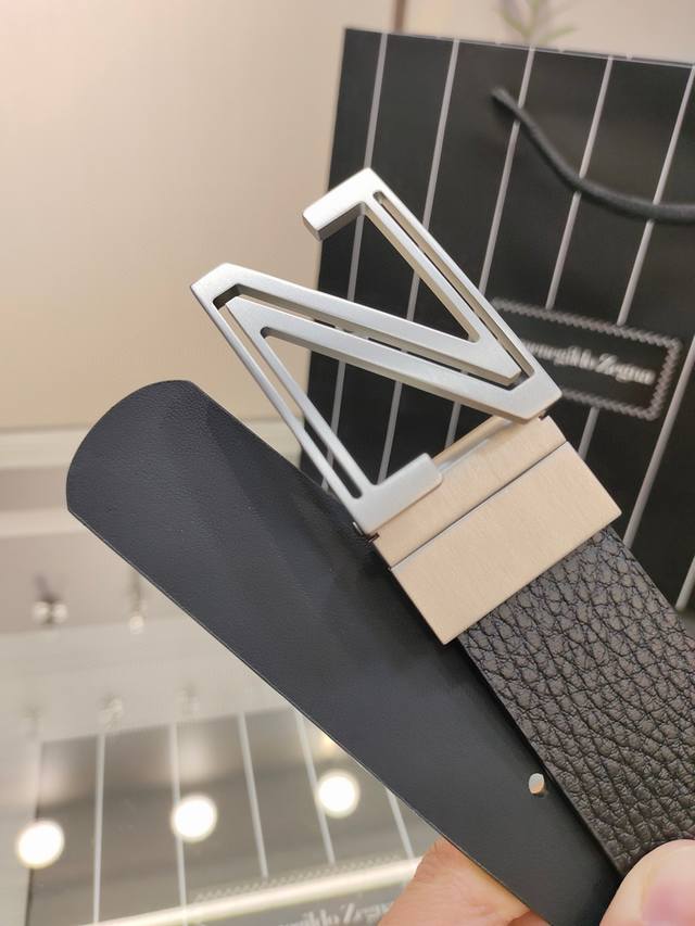 Zegna Boutique Versatile Men's Belt - Width 3.4Cm, Counter Boutique Rotating Cop