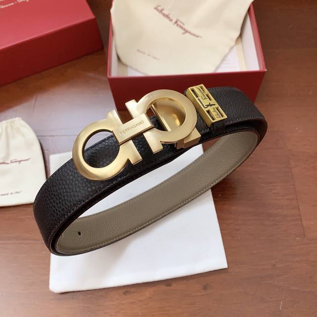 Ferragamo Original Lychee Grain Series, Double-Sided Imported Original Cowhide,