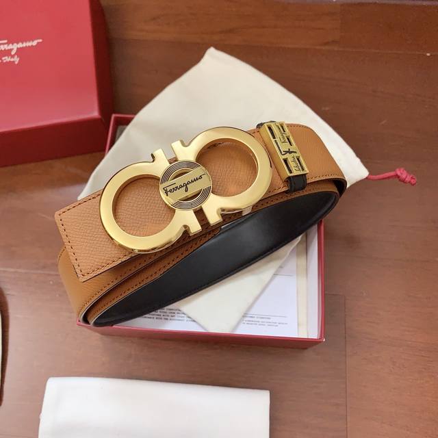 Ferragamo New Pure Steel Buckle Series, Width 3.8Cm, With Genuine Packaging, Har