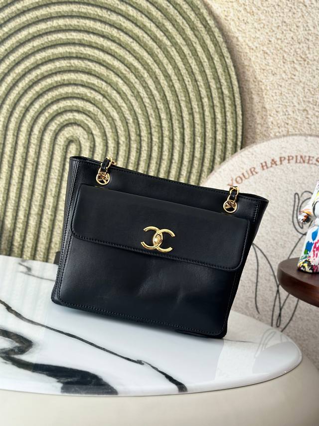 Original Leather A2214 Black Chanevintage Shopping Bag The Combination Of Ball P