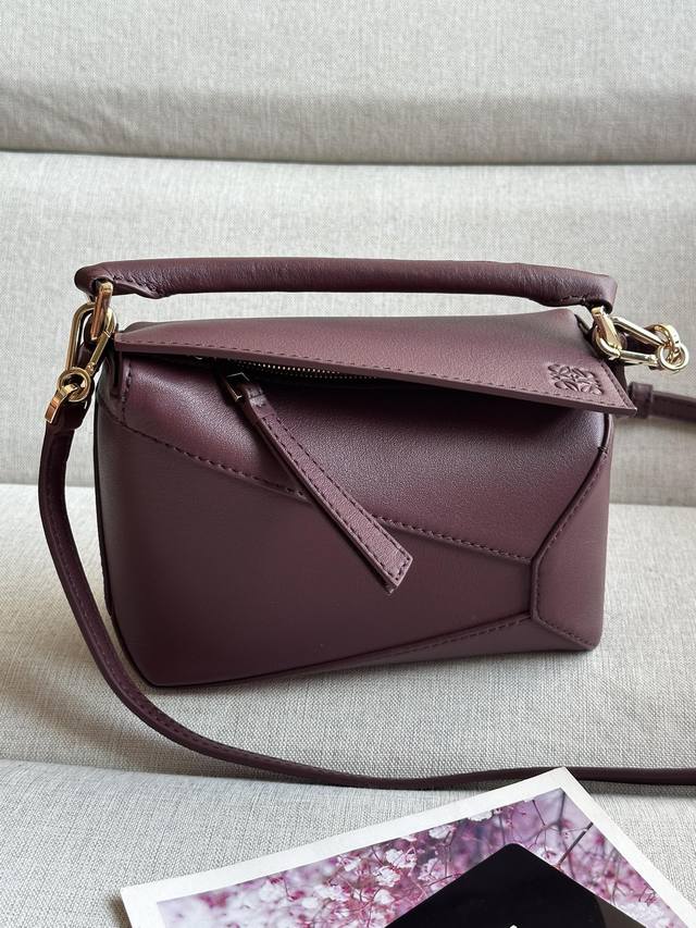 Original Leather Puzzle Edge Handbag Latest Version With Adjustable Shoulder Str