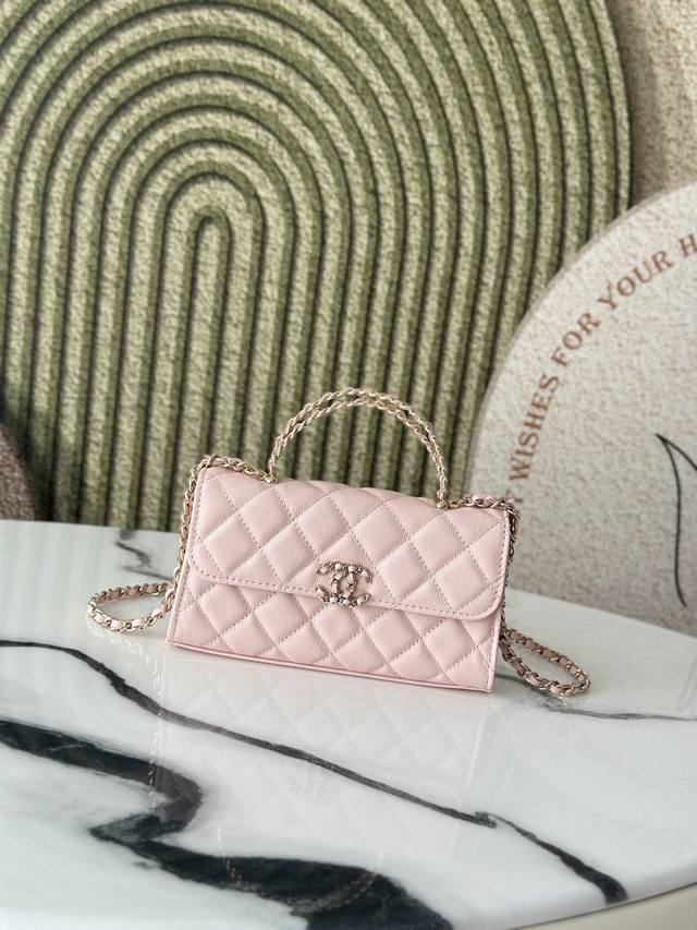 Original Leather Light Pink Caviar Leather Exclusive Chane10 25S New Version Of