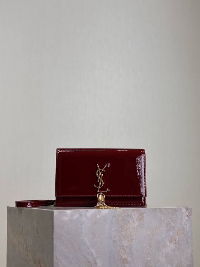 Factory Price P Timeless Classic Red Patent Leather Tassel Bag Kate_Tassel Chain