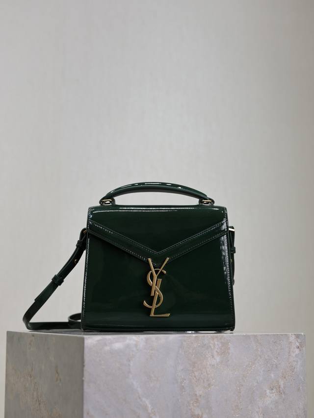 Factory Price P Green Patent Leather Gold Buckle Cassandra Mini Handbag! The Spe