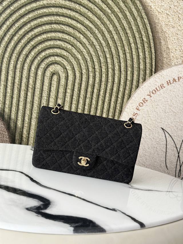 Original Leather Chanevintagezp Developed The Medieval Black Denim Cf Chanel's H