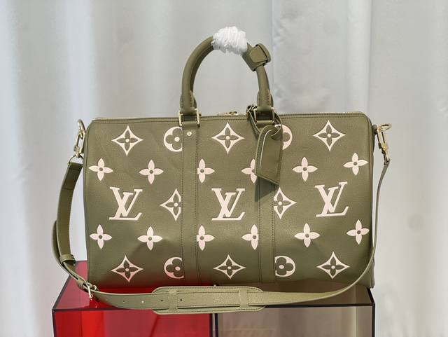 Top Original Single M46671 Grass Green Full Leather Embossed Silk Screen Travel