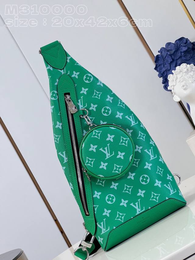 Top Original Single Home Shot M31000 Green Duo Shoulder Bag Spliced With Monogra