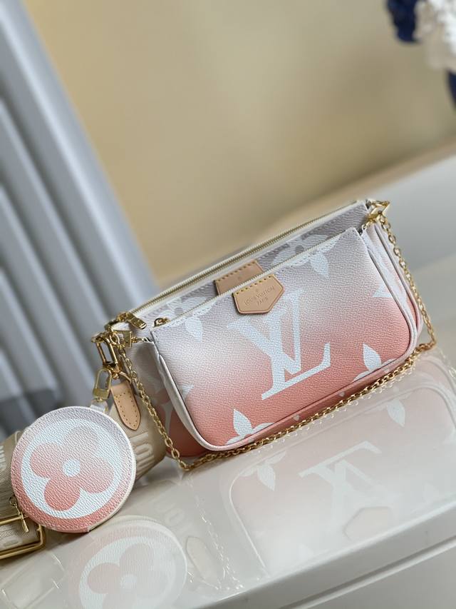 Top Original Single Home Real Shot M57634 Pink Multi Pochette Accessoires Handba