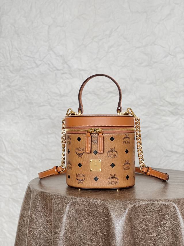 Fa Cai Bucket Bag Full Set Exclusive Cognac Old Flower This Cylindrical Crossbod