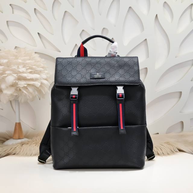 Gucci-Gucci's Latest Men's Backpack Is Made Of Imported Calfskin Leather. It Has