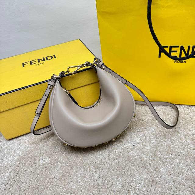 Medium Gray Praphy Underarm Bag, Featuring A Crescent Shape, With The Classic Me