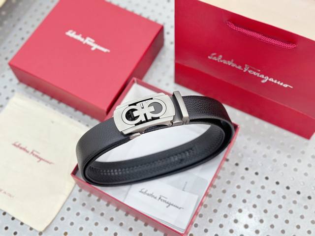 Ferragamo Automatic Belt Slide Exclusive Real Shot Of The Whole Cowhide Hand-Sti