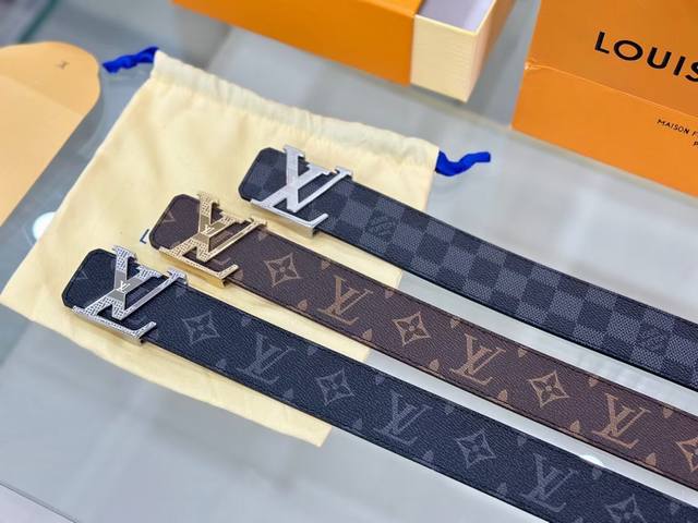 Louis Vuitton Imported Original Quality Classic Men's Belt Counter Togo Leather